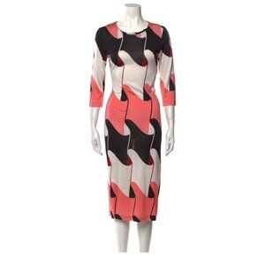 Diane von Furstenberg Saihana Geometric Mod Go Go Print Silk Midi Dress 8